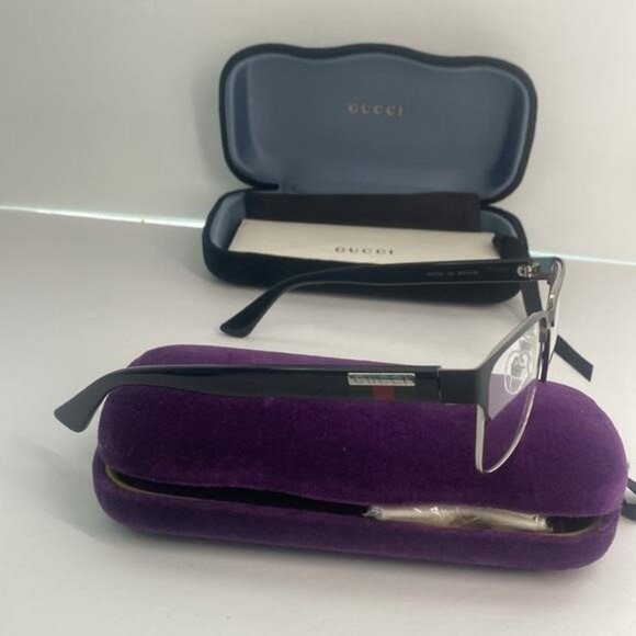 New - GUCCI GG0750O 001 square optical matte black and silver with shiny black… - Picture 6 of 9